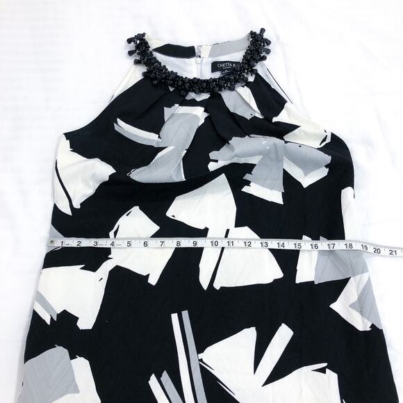 Chetta B Beaded Neck Mock Halter Sheath Dress - Picture 7 of 11